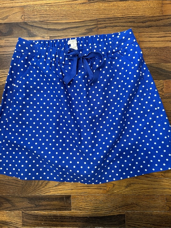 J. Crew Dresses & Skirts - J. Crew Royal Blue Polka Dot Drawstring Mini Skirt